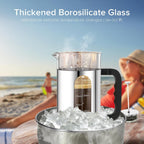 French Press Coffee Maker, 304 Stainless Steel Cold Brew Coffee Maker with 4 Filter, Heat Resistant Borosilicate Glass, Easy to Clean, BPA Free Iced Coffee Maker Rust-Free Coffee Press, 34ounce,Silver