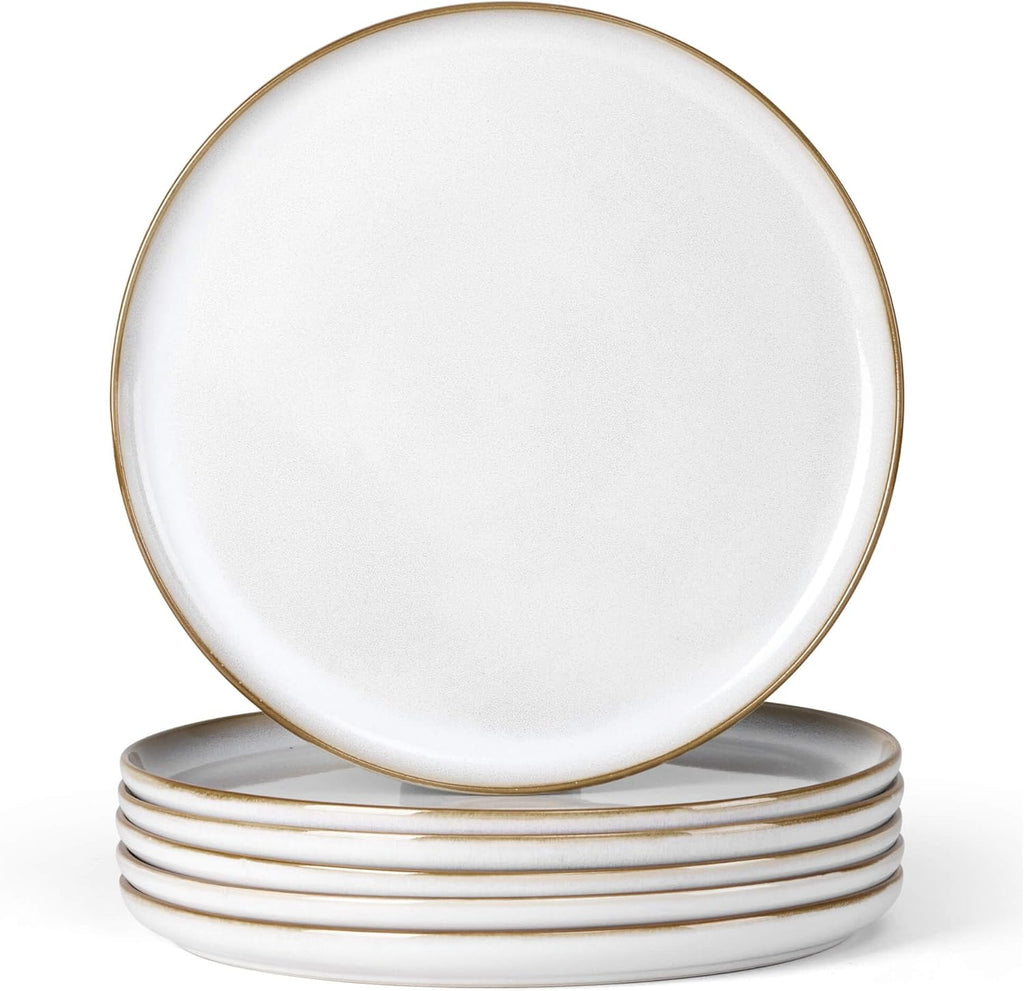 Herogo Ceramic 10.43 Inch Dinner Plates Set of 6, Stoneware Dinner Plate Set, Double Reactive Glaze Large Dinnerware Plates for Kitchen, Microwave, Oven & Dishwasher Safe, Ivory White