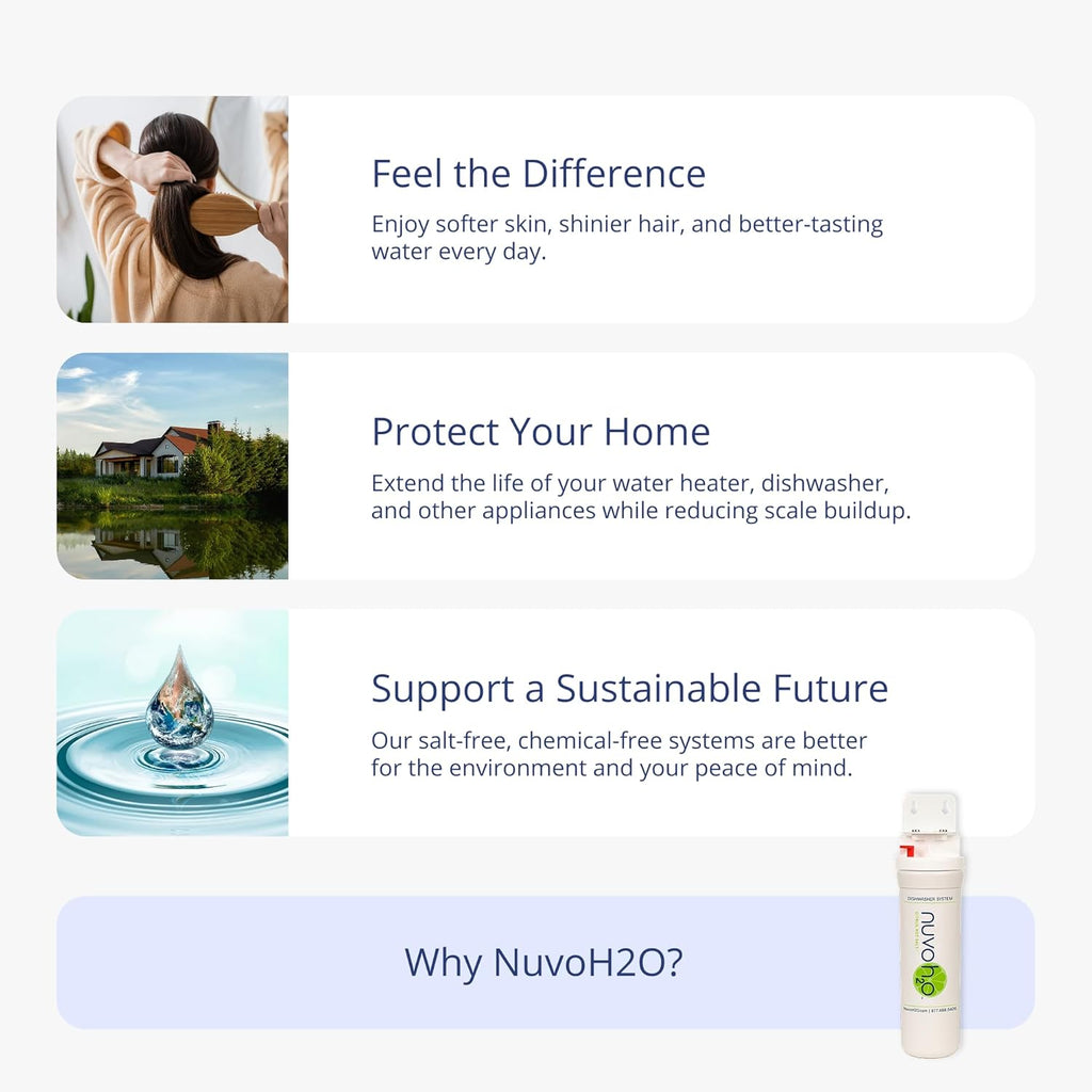 NuvoH2O CitraCharge Pro Spot-Free Dishwasher System – Citrus-Based, Eco-Friendly Water Softener – Reduces Scale – Quick-Connect Install – Protects Dishwashers & Appliances