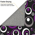Purple White and Black Circle Pattern Dish Drying Mat, Absorbent Microfiber Decorative Kitchen Counter Mat, 16x18 inch Polyester, Absorption, Foldable, for Dishes Utensils Small Appliances, Home Decor