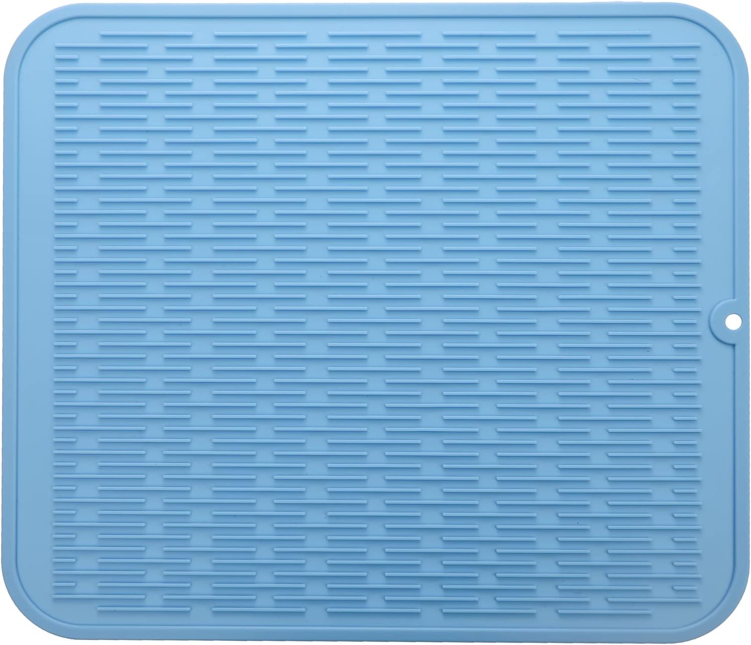 Silicone Dish Drying Mat for Multiple Usage,Easy clean,Eco-friendly,Heat-resistant Silicone Mat for Kitchen Counter or Sink,Refrigerator or Drawer Liner Light Blue XL 18 inches x 16 inches