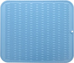 Silicone Dish Drying Mat for Multiple Usage,Easy clean,Eco-friendly,Heat-resistant Silicone Mat for Kitchen Counter or Sink,Refrigerator or Drawer Liner Light Blue 2XL 24 inches x 18 inches