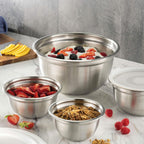 Mixing Bowls Set of 5, Stainless Steel Salad Bowls with Lids, Nesting Metal Mixing Bowls for Baking, Cooking, Prepping & Food Storage