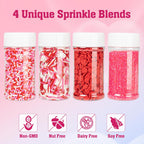 Twisweet Heart Sprinkles for Cake Decorating 12oz, Edible Red Pink and White Nonpareils Sprinkles Mix, Assorted Styles Heart Sprinkles Candy, Cupcake Topper Cookie Ice Cream Cake Decorations, Valentine Mother's Day Birthday Wedding Party Supplies