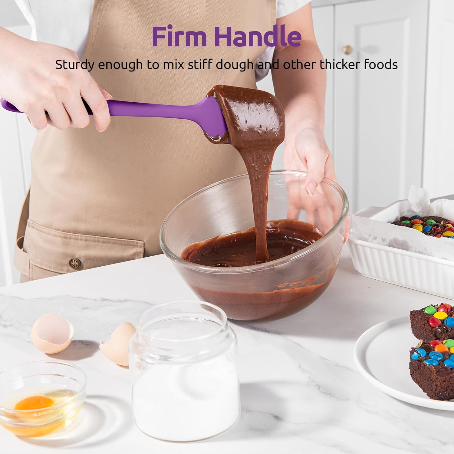 U-Taste Silicone Spatula Set with 600 Degrees Fahrenheit Heat Resistant (Purple)