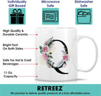 Retreez Initial A-Z Floral Botanical Bouquet Alphabet Monogrammed Monogram Mug 11 Oz Ceramic Tea Coffee Mugs - Appreciation Thank You Wedding Birthday Gifts for her friend coworker sister - Q Initial