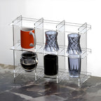 Cup Rack, Acrylic 3-Layer 3-Grid Storage Rack, Stanley Cup Mug Coffee Cup Storage DisplayRack, Kitchen, Office, Home Coffee Bar Storage Rack - Transparent