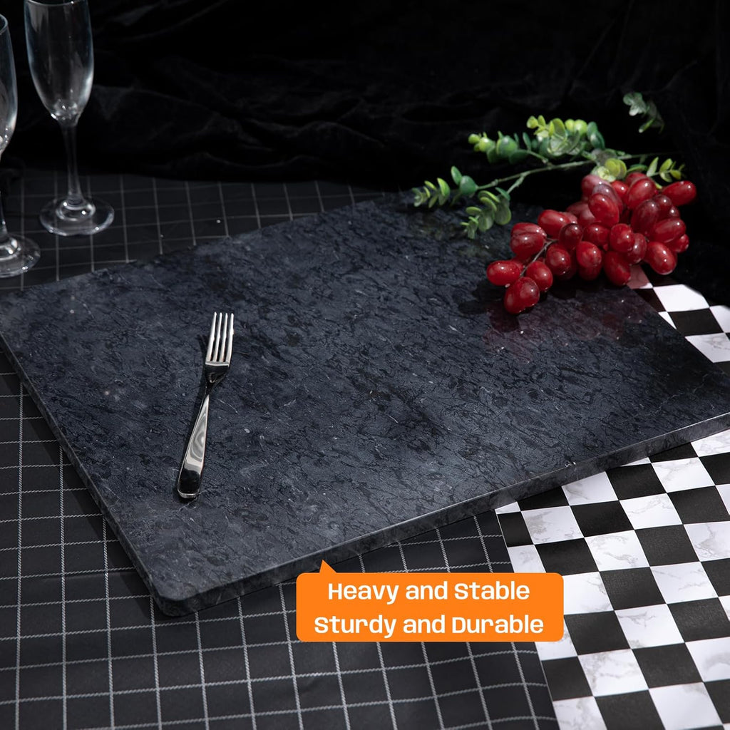 Black Marble Cutting Board, 12x16 Inch Marble Pastry Board With Non-Slip Feet For Cheese, Charcuterie, Dough, Chocolate, Dessert, Pack Of 1 Piece