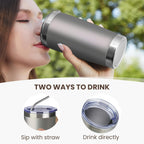 MEWAY 20oz Tumbler 4 Pack Double Wall Vacuum Insulated Travel Mug Bulk, Stainless Steel Tumblers with Lid and Straw, Durable Powder Coated Coffee Cups for Cold & Hot Drinks (Cold Gray, 4)