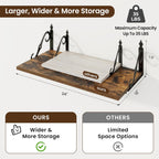 RICHFOCUS 12 Inch Deep Floating Shelves for Wall, 24" W x 12" D Wood Wall Shelves Set of 2, Wide Floating Shelves for Living Room, Bedroom, Kitchen, Bathroom and Decor Storage, Rustic Brown