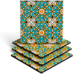 Emerald Tiles Silicone Coasters Set of 4, Protect Against Water Marks or Damage Fits All Cups, 3.5" Inch Size