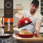 Enameled Cast Iron Dutch Oven for Sourdough Bread Baking | 6 Quart Pot with Lid | 10 Inch Ceramic Enamel Thick Coated Cookware Set with Non Stick Silicone Baking Mat for Cooking | 6 Qt | Red