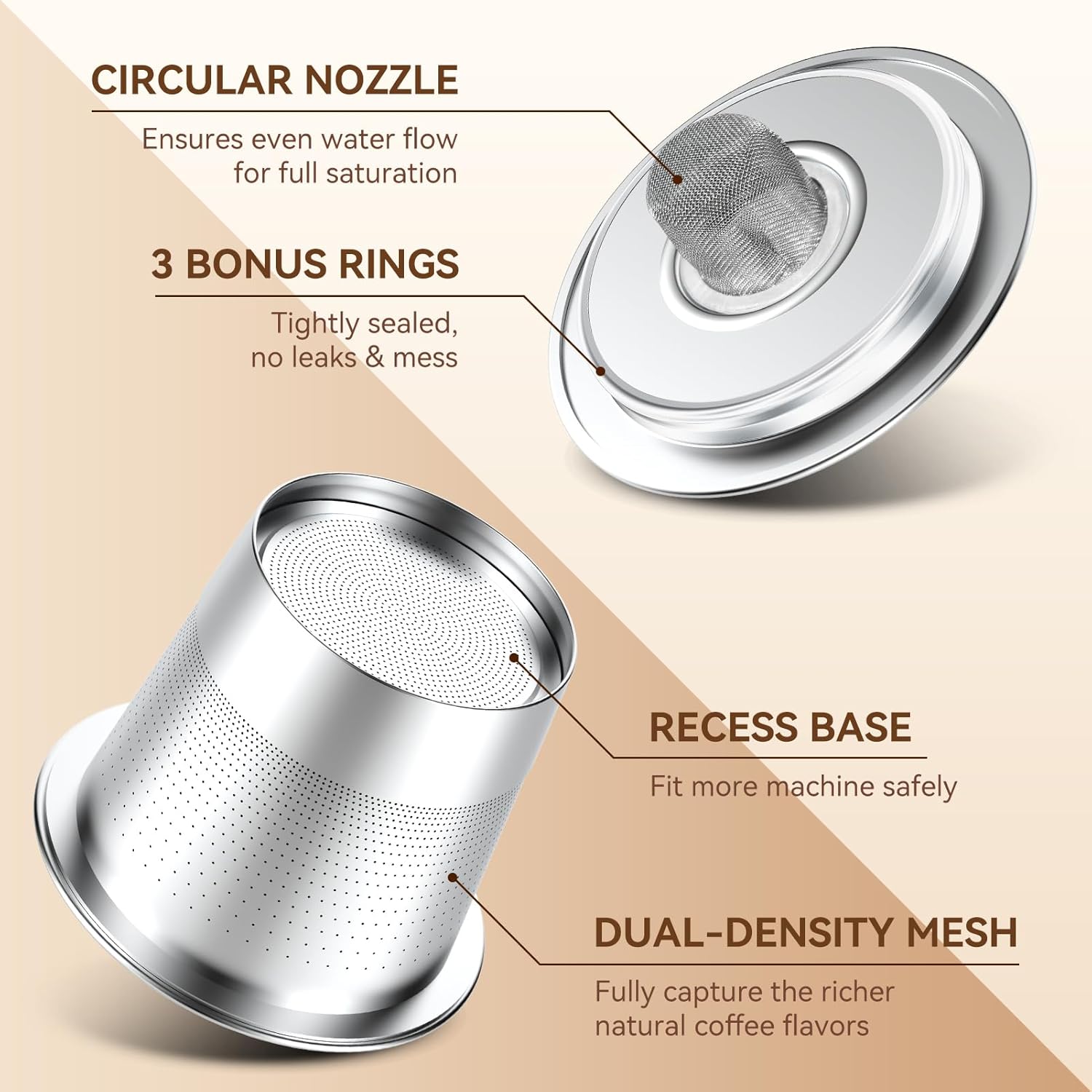 CAPMESSO Reusable Coffee Pods for Keurig 1.0: Stainless Steel Refillable K Cup - Reusable Coffee Filter for Keurig 1.0 Coffee Maker, Permanent (4 Reusable k cups for Keurig 1.0)