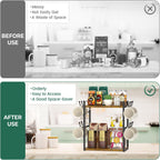 EsLuker.ly 2 Tier Coffee Mug Holder Station Bar Organize Countertop, Mug Cup Tree Rack for Kitchen Office, Storage Shelf with 12 Hooks, Creat Stylish Coffee Corner, Vintage Brown-Black