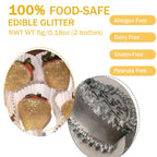 Gold Silver Edible Glitter Glimmer Powder for Cakes Drinks - Colaele 5 grams Food Grade Luster Dust Metallic Food Decorating Sprinkle Disco Brew Dust for Cake Decorations Wine Beverage Dessert, Vegan