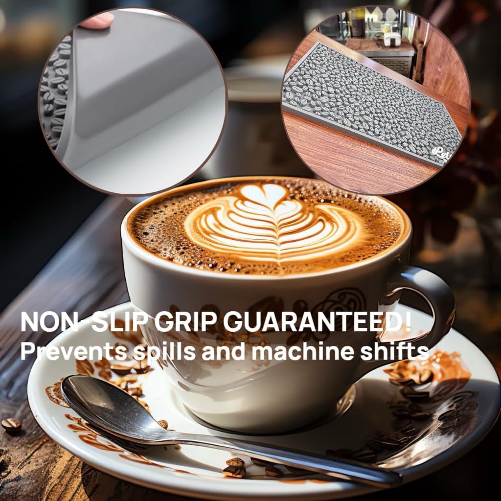Coffee Machine Mat for Countertops, Waterproof Dish Drying Mat for Kitchen, Bars, Restaurant, 18X12in 1cm Thick Coffee Mat, Bar Decor, Espresso Mat, Non-Slip Drip Tray Mat(Gray,18"x12")