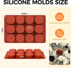 Oreo Silicone Molds 2 PCS, 12 Cavity Cylindrical Chocolate Covered Oreos Cookie Mold, Baking Mold for Oreo, Chocolate, Cookie, Candy, Mini Cake, Jelly