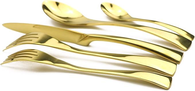 20-Piece 18/10 Stainless Steel Gold Flatware Set, Serive for 4