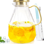 Yirilan Glass Pitcher, 3 Liter Water Carafe With Lid, Iced Tea Pitcher for Fridge