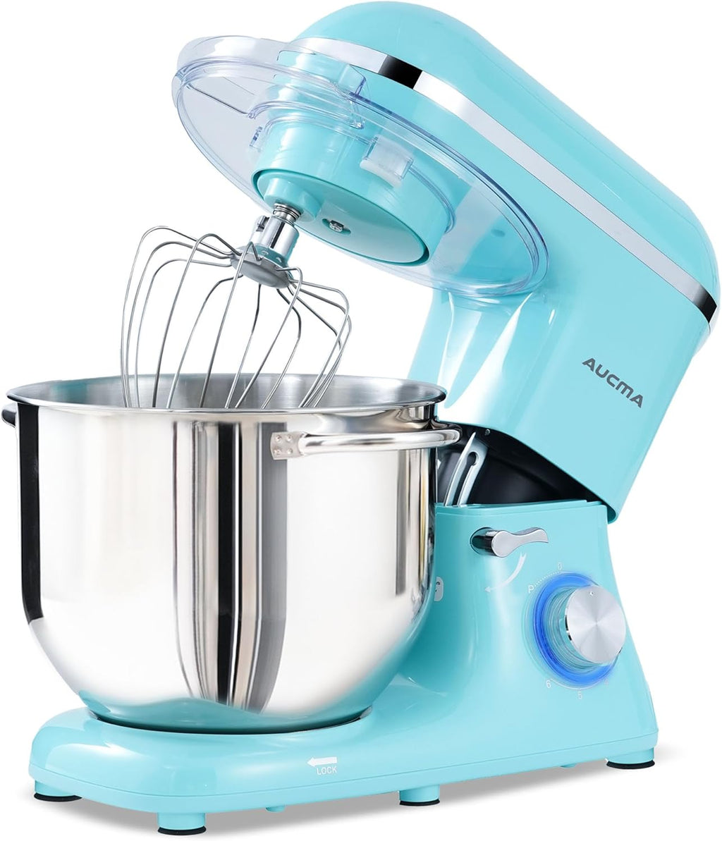 Aucma Stand Mixer, 900W 8QT Large Kitchen Mixer, Kitchen Electric Mixers with Dough Hook, Wire Whip & Beater (Blue, 8QT)
