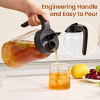 Mason Jar Pitcher with Tea Filter, Airtight & Leakproof Glass Pitcher with Lid, 64 oz Sun Tea Glass Jar for Outside, Perfect for Sun Tea, Lemonade, and iced Tea