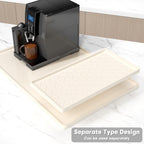 Rnivvi Silicone Coffee Mat, 16" x 24" Waterproof Raised Edge Coffee Bar Mats for Espresso Machine Station Accessories, Heat Resistant Detachable Dish Drying Pad for Kitchen Counter, Dish Rack, Beige