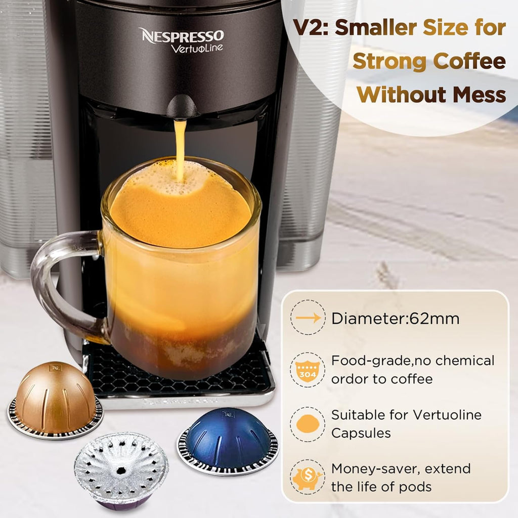 CAPMESSO Aluminum Foil Lids for Nespresso Vertuo Pods: 100 PCS Foil Seal Cover for Reusable Nespresso Pods Vertuo - V2 Perfect Size for nespresso refillable pods(Foil Lids Only)