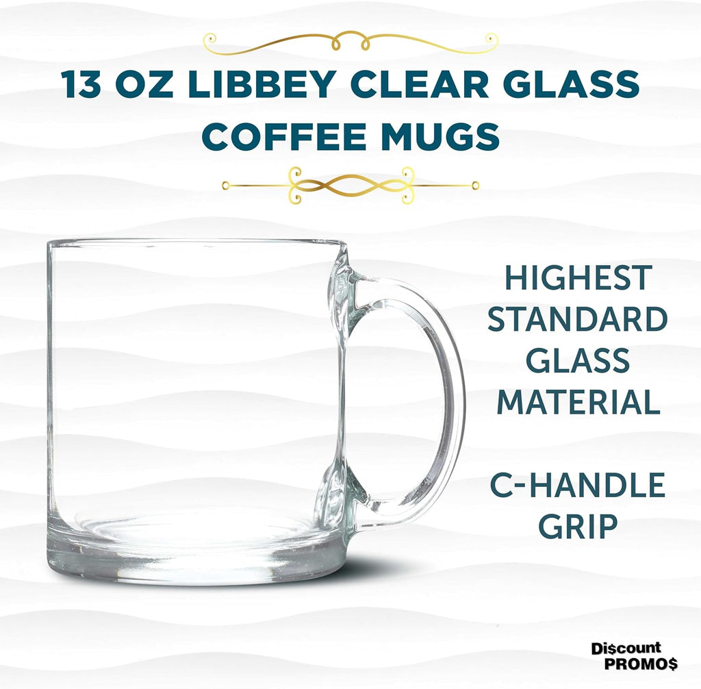 Libbey Clear Glass Coffee Mugs 13 oz. Set of 10, Bulk Pack - Perfect for Coffee, Tea, Espresso, Hot Cocoa, Other Beverages - Clear Bottom