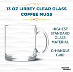Libbey Clear Glass Coffee Mugs 13 oz. Set of 10, Bulk Pack - Perfect for Coffee, Tea, Espresso, Hot Cocoa, Other Beverages - Clear Bottom