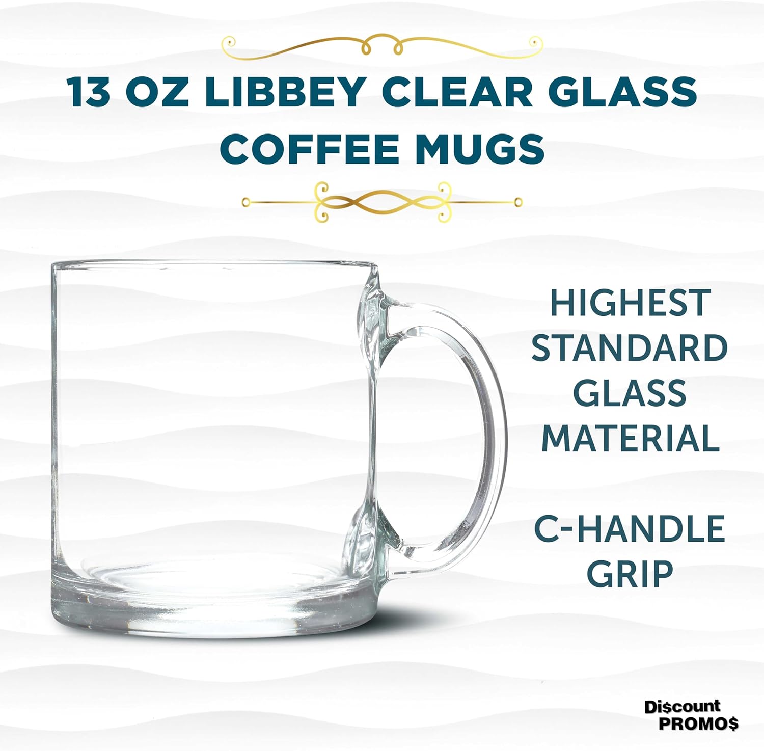 Libbey Clear Glass Coffee Mugs 13 oz. Set of 10, Bulk Pack - Perfect for Coffee, Tea, Espresso, Hot Cocoa, Other Beverages - Clear Bottom