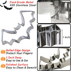 Halloween Cookie Cutters Large 7Pcs, Bat Pumpkin Magic Hat Cat Cookie Cutter, Sturdy Easy to Clean & Demold Pancake Dough Molds for Halloween Baking