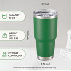 30 oz Tumbler with Lid Stainless Steel Tumblers Bulk Vacuum Insulated Cup Reusable Powder Coated Travel Mug Double Wall Leak Proof Cups Keep Cold Drinks for 12 Hours Dark Green, Set of 12