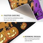 Happy Halloween Pumpkin Dish Drying Mat for Kitchen Counter,Witch Ghost Castle Bat Purple Drying Mat 18 x 24 Inch with High Absorbent Microfiber Drainer Mat for Coffee Bar