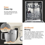 Mini Angel Stand Mixer,10-Speed Kitchen Electric Mixer,Tilt-Head Food Mixer with Dough Hook, Wire Whisk, Flat Beater, Stainless Steel Bowl (White2, 5QT)