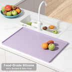 Rnivvi Silicone Coffee Mat, 12" x 19" Waterproof Raised Edge Coffee Bar Mats for Espresso Machine Station Accessories, Heat Resistant Dish Drying Pad for Kitchen Counter, Rubber Bar Decor Pad, Purple