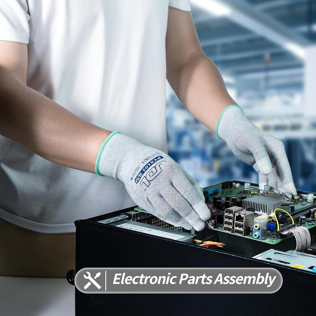 JDL ESD Work Gloves, Anti-Static Gloves for PC Building, Computer Installation & Repair, High Resistance Carbon Fiber Gloves, 36 pairs, Small