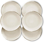 Mora Ceramic Helix Swirl Salad Plates Set of 6, 8in Spiral Porcelain Dish for Kitchen, Small Dinner, Lunch, Appetizer, Dessert, etc - Dishwasher, Microwave, Freezer, Oven Safe Dishware - Snowy White