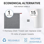 Homaxy 100% Cotton Terry Kitchen Dish Cloths, Ultra Soft and Absorbent Dish Towels for Kitchen, Suitable for Drying and Washing Dishes, 12 Pack, 12 x 12 Inches, Grey