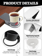 3PCS Drinking Cup Holder Clip Kalolary Chair Desk Bottle Cup Stand DIY Glass Clamp Storage Saucer Clip with Groove for Potted Plant Beverage Coffee Mug Holder Clip for Home & Office (Black White Grey)