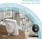 KADAMS Shower Clock Waterproof Bathroom Timer – Digital Wall Clock with Countdown, Magnetic Kitchen Clock with Temperature & Humidity, Suction Cup for Kids Shower Spa Sauna Cook Bath, White