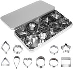 Stainless Steel Cookie Cutter Set - 30Pcs Multi Shapes Kit with Small Circle, Triangle, Mini & Small Star Cutters for Baking, Holiday Cookies, Kids Kitchen Tools (Boys & Girls)