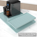 Rnivvi Silicone Coffee Mat, 16" x 24" Waterproof Raised Edge Coffee Bar Mats for Espresso Machine Station Accessories, Heat Resistant Detachable Dish Drying Pad for Kitchen Counter, Shadow Green