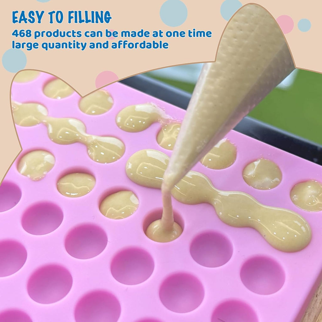 HKNMTT Mini Round Silicone Molds, 936 Cavities Semi Sphere Baking Moulds for Dog Treats Chocolate Chip Candy Gummy Freezer Oven Safe Homemade BPA Free Food Grade 2 PCS 0.02 Oz Cavity