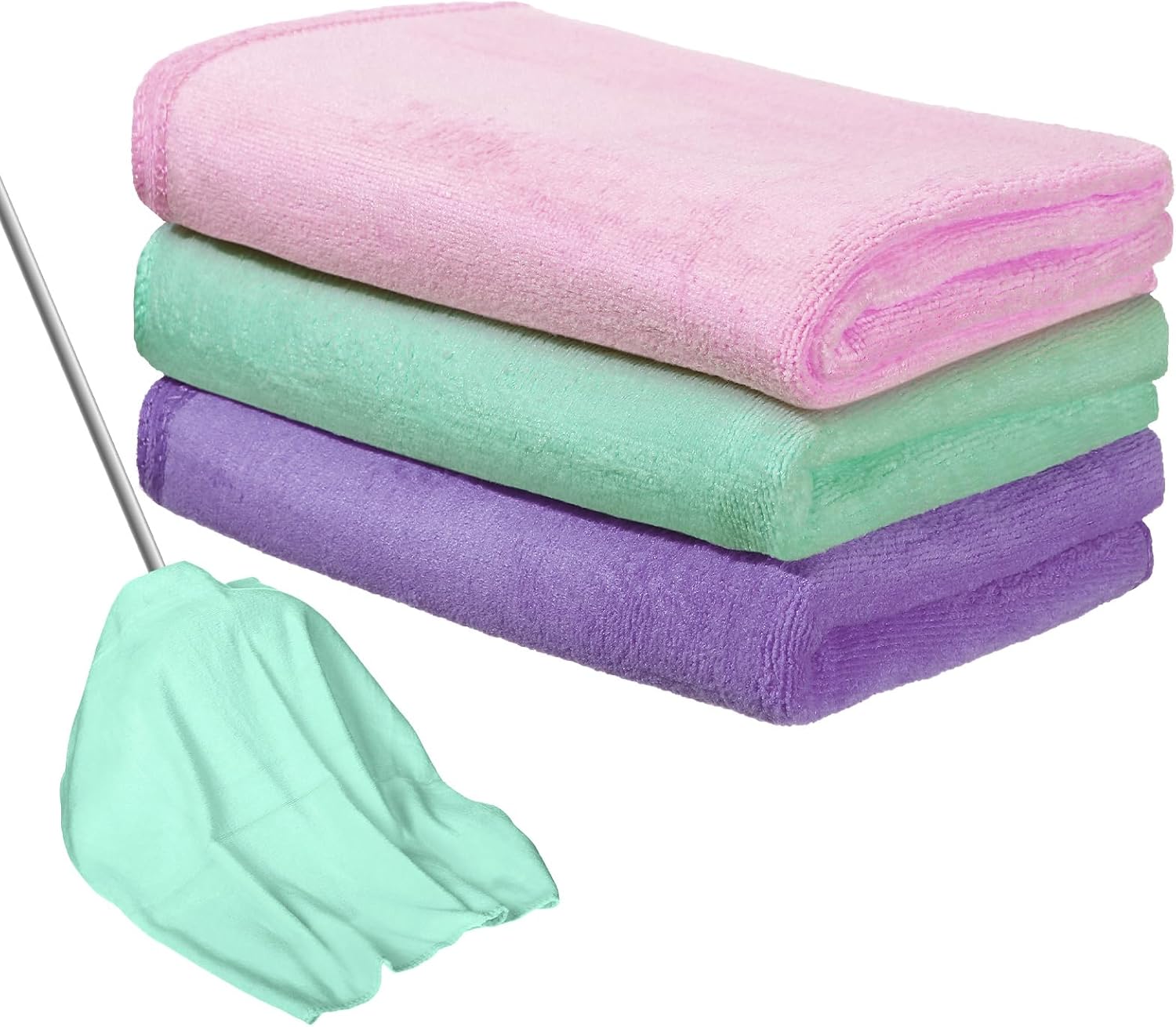 Newwiee 3 Pcs Extra Large Microfiber Cleaning Cloth 30" x 20" Washable Reusable Microfiber Towel Streak Free Lint Free Cloth for Cleaning Home Glass Office Window Bathrooms (Pastel Colors)