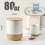 Hasense 80oz White Ceramic Food Storage Jar with Bamboo Lid – 7.5 Inch Minimalist Kitchen Canister for Pantry, Dry Goods, Sugar, Tea, Flour – Airtight Wide Mouth Container with Natural Base