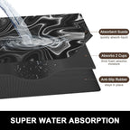 Rnivvi Dish Drying Mat for Kitchen Counter, 16 x 18" Cute Boho Theme Absorbent Heat Resistant Drying Pad with Non-slip Rubber, Coffee Bar Mats for Coffee Machine Dish Rack, Abstract Contour