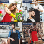 Genixart Chef Apron for Men Women with Gift Box Pack, Cross Back Apron with Pockets for Kitchen Cooking Baking Artist Painting, Cotton Canvas Work Aprons for Shop, Garden, Restaurant, Cafe (Red)