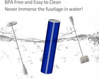 Milk Frother Handheld, Battery Operated Coffee Foamer Drink Mixer with 2 Stainless Steel Electric Whisks for Coffee, Latte, Cappuccino, Hot Chocolate, Protein，Egg Batteries Included,Blue