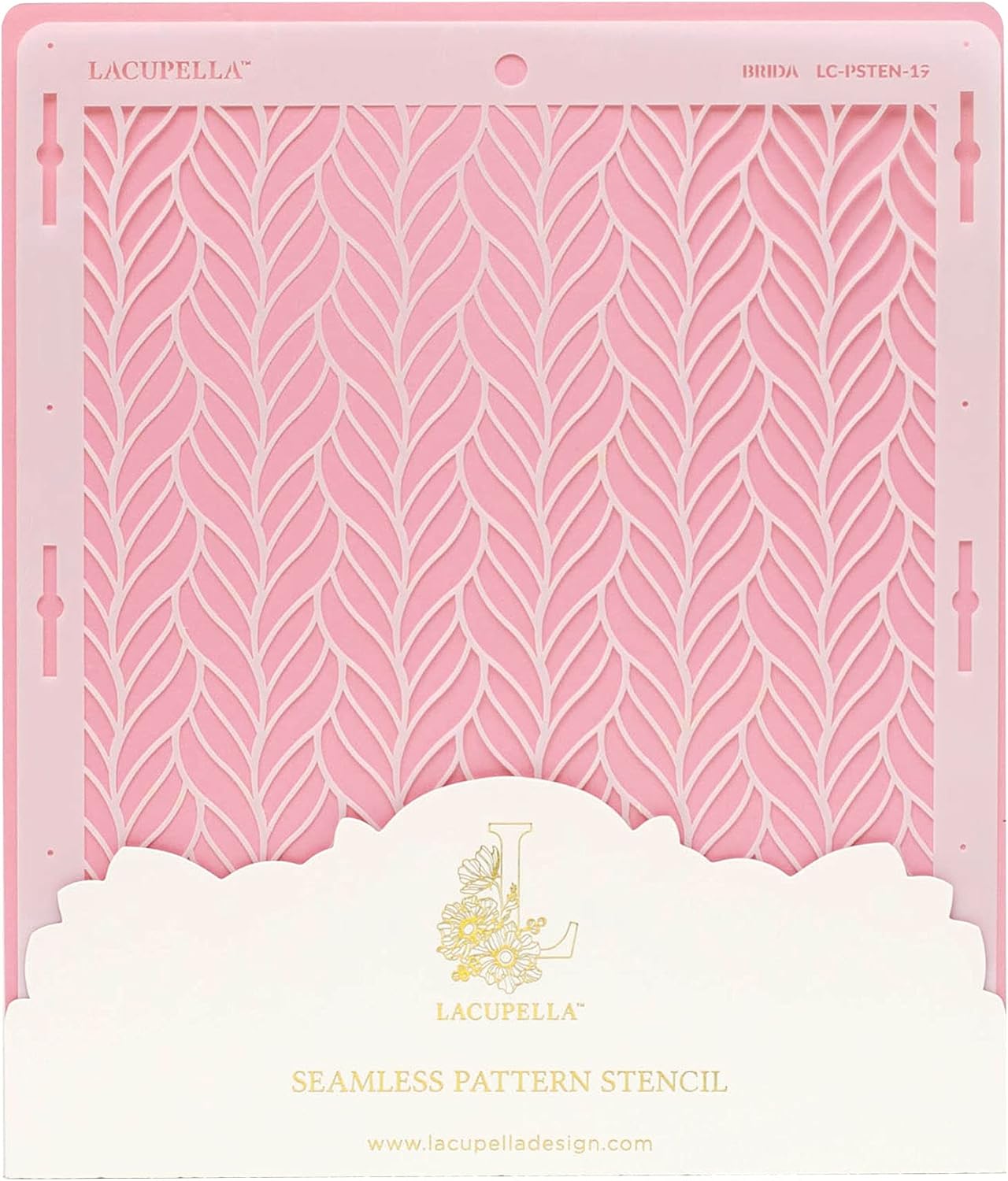 Cake Baking Stencil - Seamless Delicate Pattern for Decorating Tall Double Barrel Cake to Use with Buttercream, Royal Icing, Ganache, Paint, Airbrush (BRIDA)