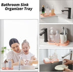 Silicone Bathroom Soap Dishes with Drain Spout-Bathroom and Kitchen Sink Organizer,Sponge Holder,Dish Soap Tray,Perfect for Dispenser,Scrubber,Bottle,Cup on Sink or Counter-Pink 9.6"×5.3"